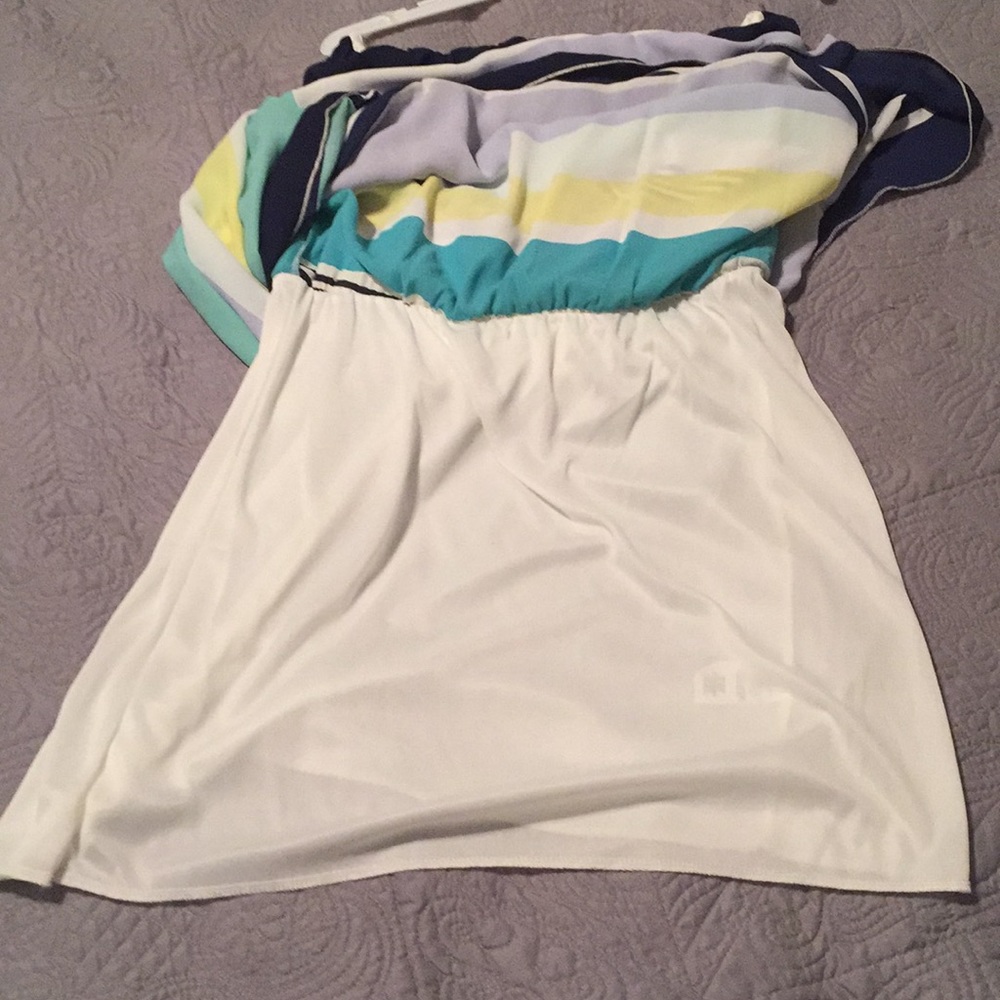 Strapless Multicolor Stripped Maxi Dress - Picture 4 of 5